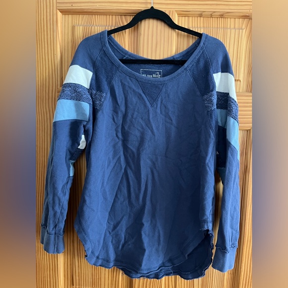 Free People Oversized Sweatshirt with sleeve Detail. Lettering on Back - Picture 2 of 2